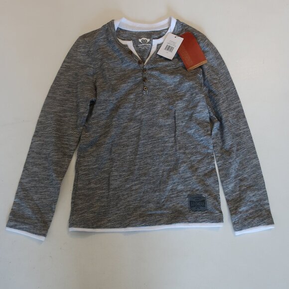 NWT Youth Boys Appaman Gray Scale Stripe Long Sleeve Layered Henley T-Shirt 10 - Picture 1 of 5